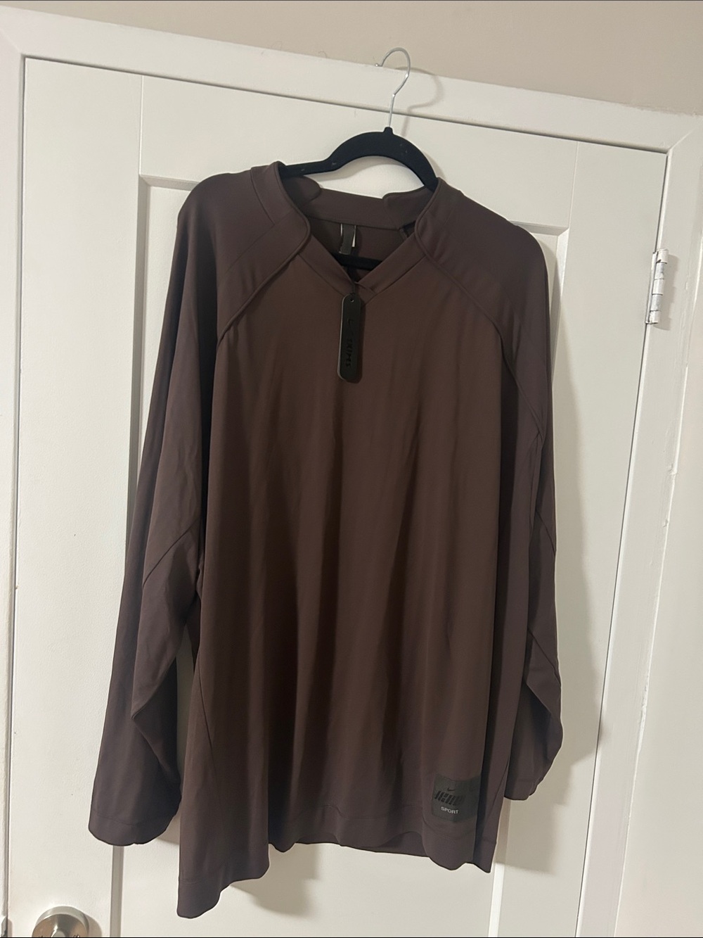 Skims Nikeskims Airy V-Neck Oversized Long Sleeve Top Dark Sepia
